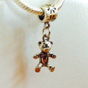 “TEDDY BEAR” Sterling Silver Plated Dangling Charm For European Style Bracelets